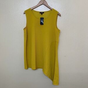 ALFANI Asymmetric Gold Sleeveless Crew Neck Tunic Top Plus Size 0X